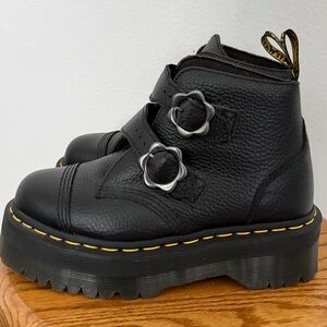 Dr. Martens Black Ankle Boots with Silver Buckles